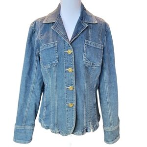 Y2K A.M.I. Fitted Jean Jacket With Jewel Embellished Buttons